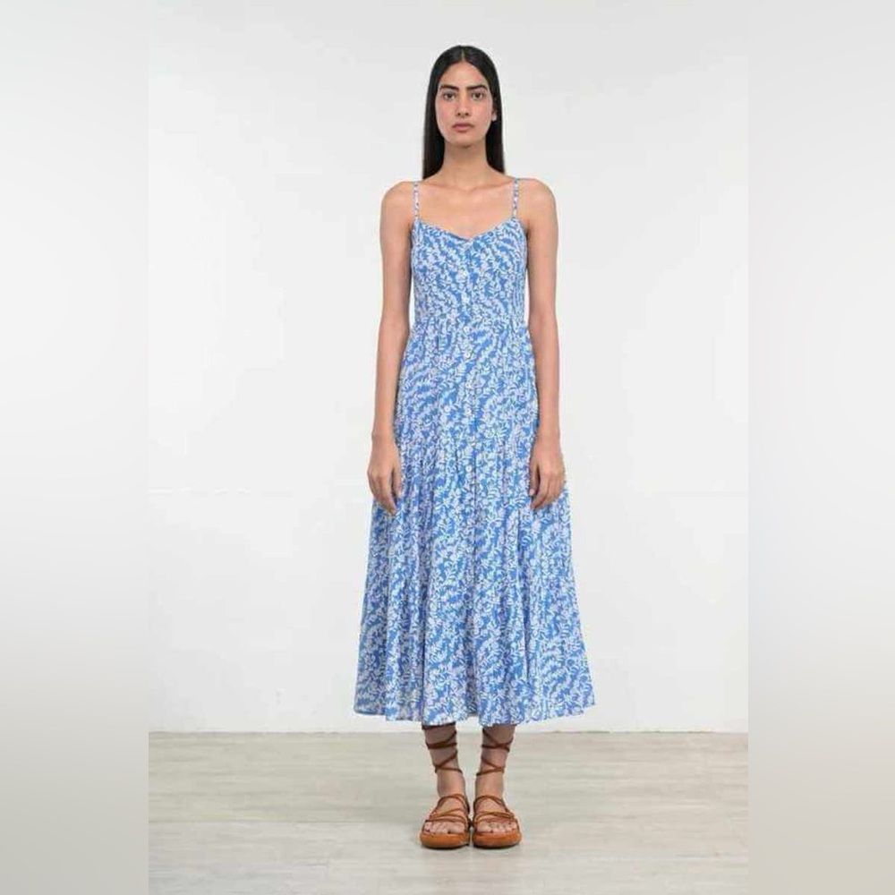 Banjanan Beryl Dress in Shadow Bloom Marina Blue Floral Size Medium